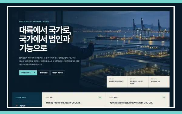 해외법인·글로벌 거점 원장 블록 화면