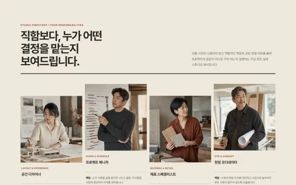 팀 역할 포트레이트 그리드 블록 화면