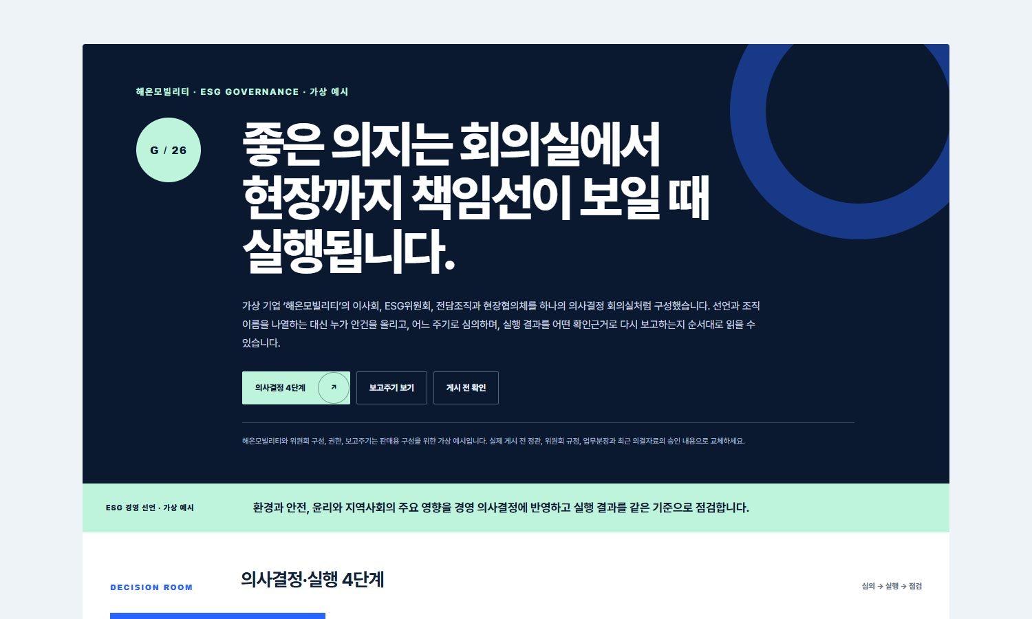 ESG 거버넌스·실행체계 블록 화면