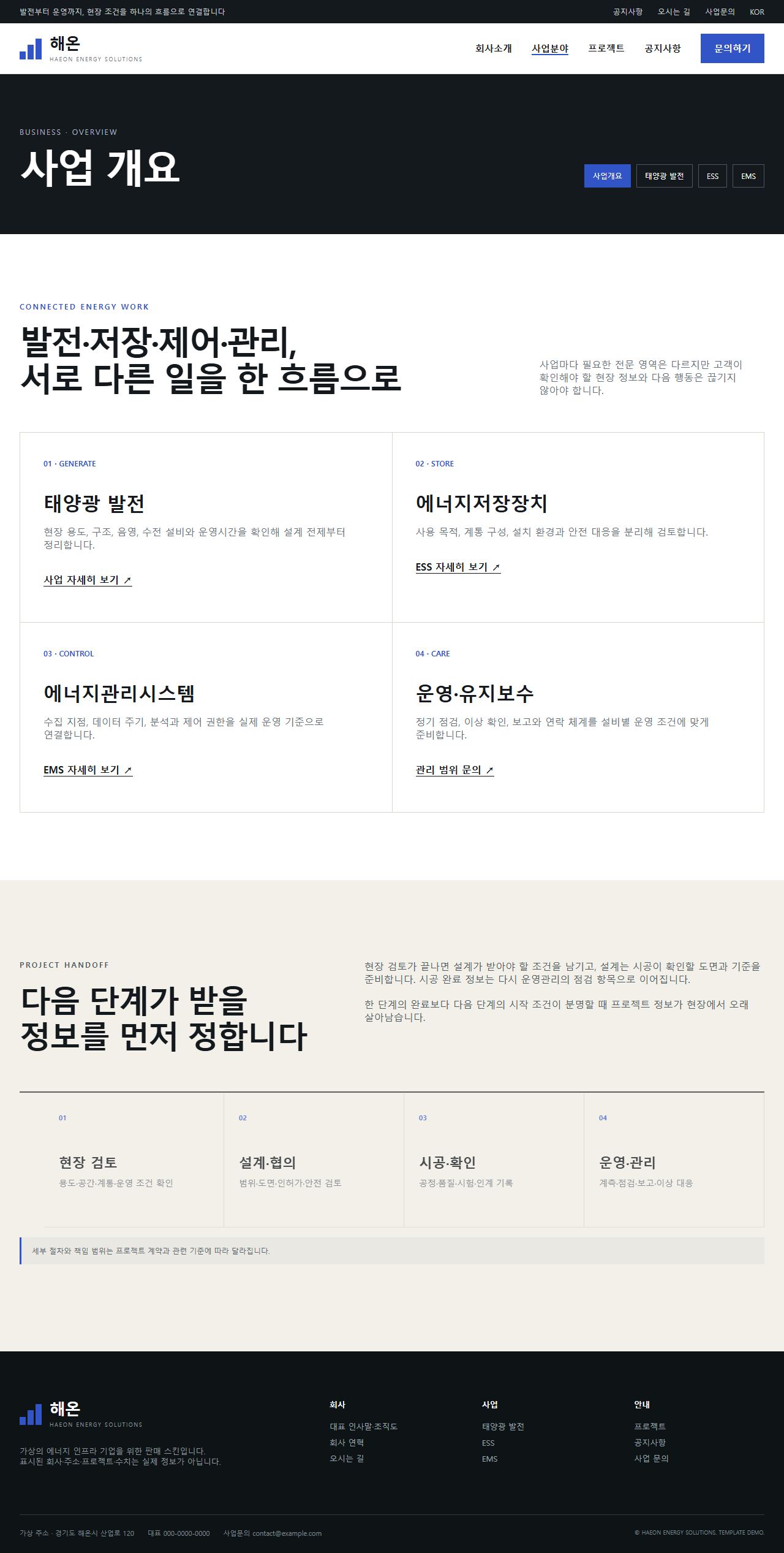 해온 에너지솔루션 — 사업개요