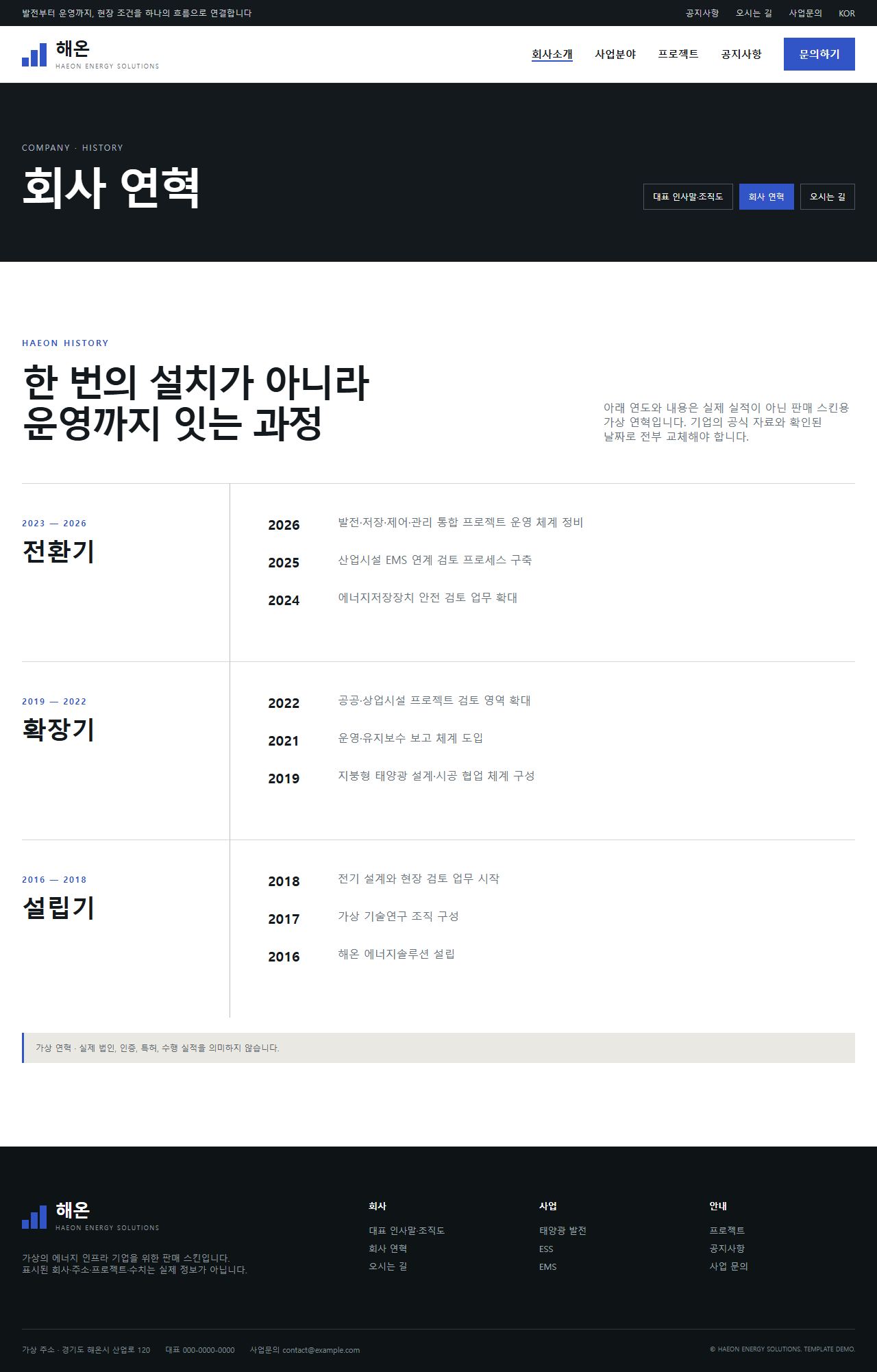 해온 에너지솔루션 — 회사연혁