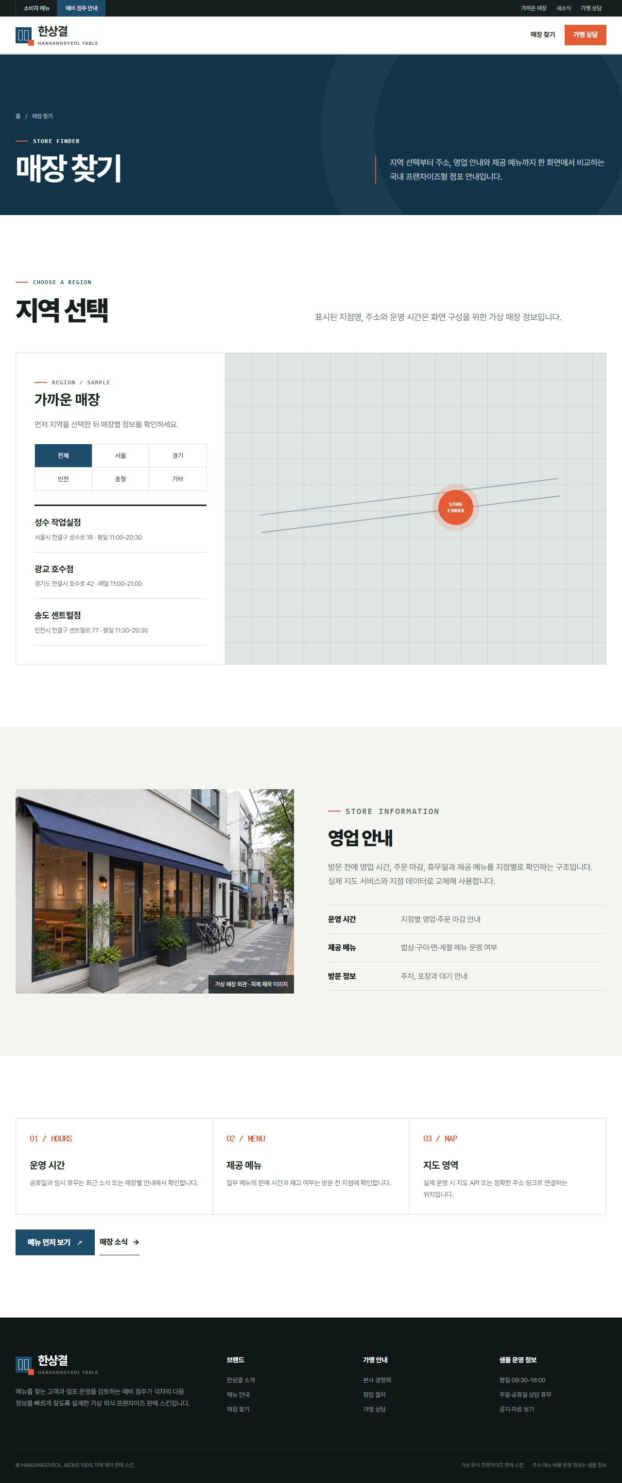 한상결 — 매장 찾기